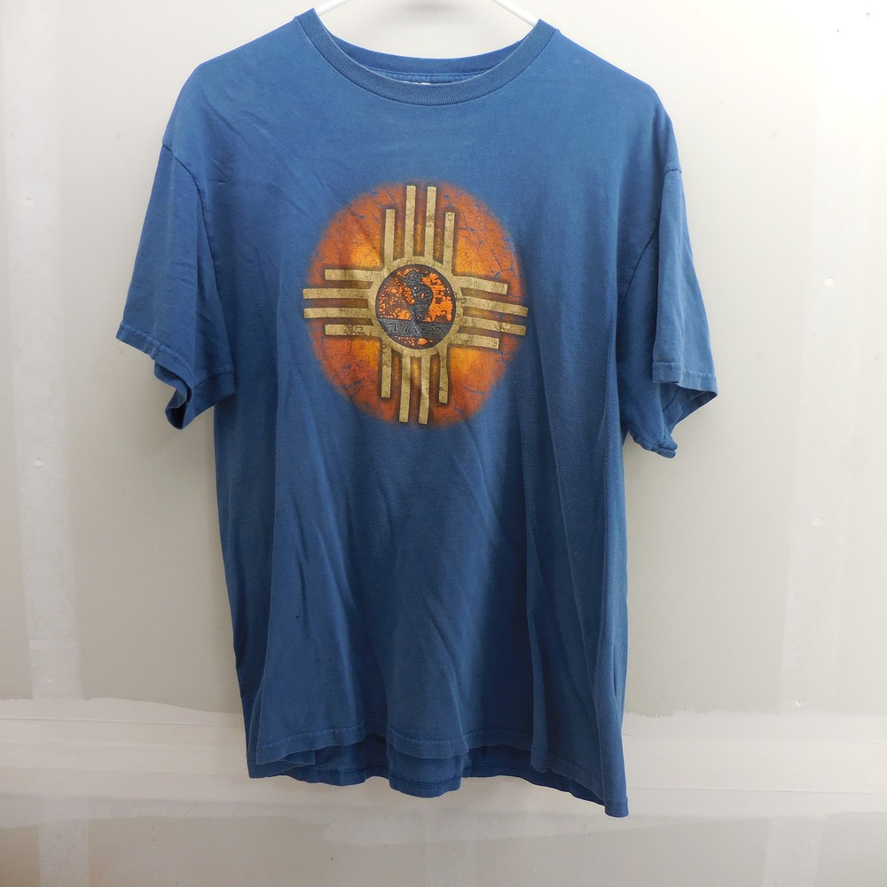 Taos New Mexico Zia Sun Symbol Roadrunner Graphic T-Shirt Blue Mens Medium